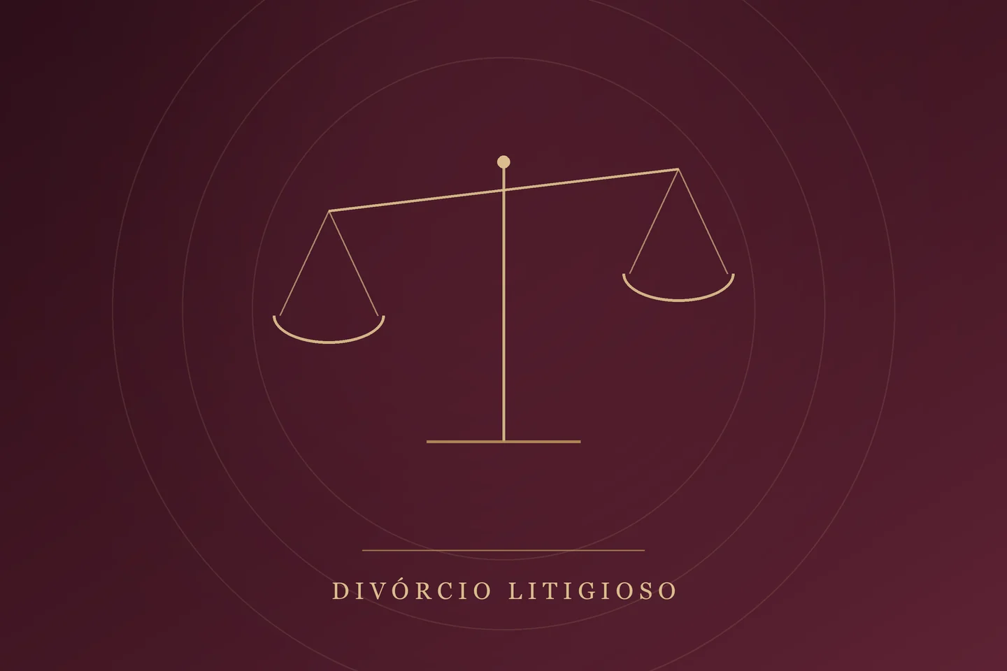 Ilustração de uma balança da justiça representando o divórcio litigioso